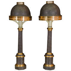 Pair of Empire Column Form Table Lamps