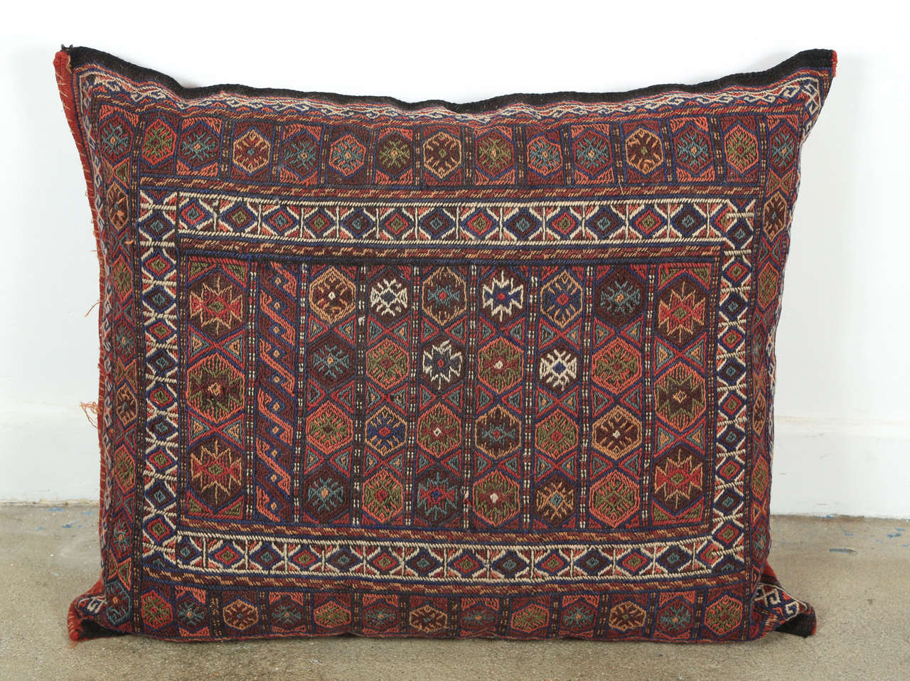Large Turkish Tribal Kilim floor pillow. Handmade from old Kilim rug.
 