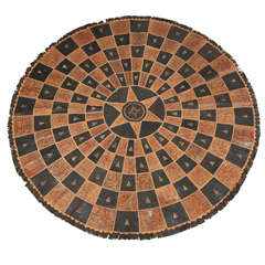 Leather and Snake Skin Round African Tribal Rug
