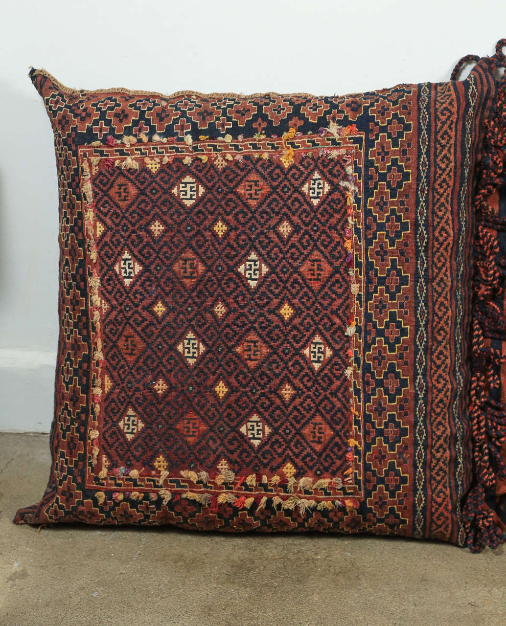 19th Century Antique Persian Double Floor Pillow Rug