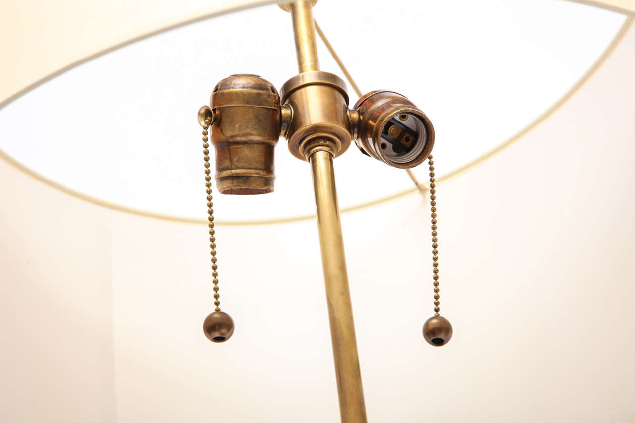 Brass Table Lamp Mid Century Modern Sculptural Amorphic wood and brass For Sale