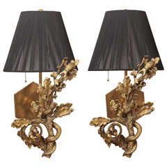 Pair of 1920s French Gilt Bronze Sconces
