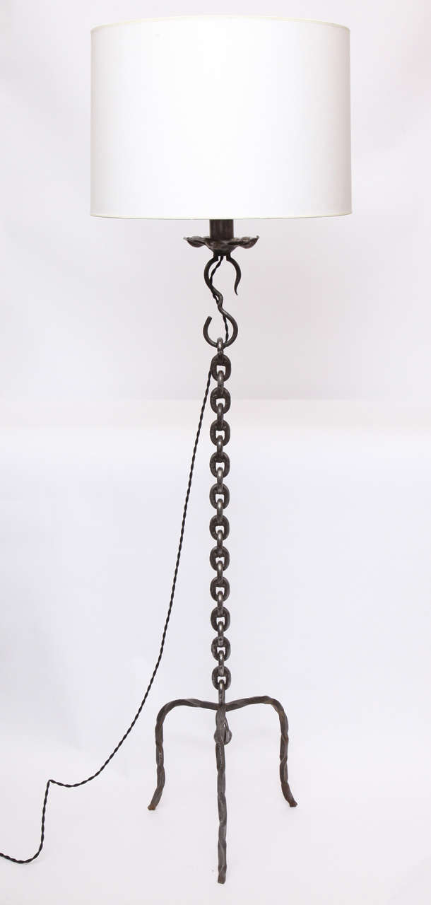 Mid-Century Modern  Floor Lamp Mid Century Modern Sculptural hand wrought iron 1940's For Sale