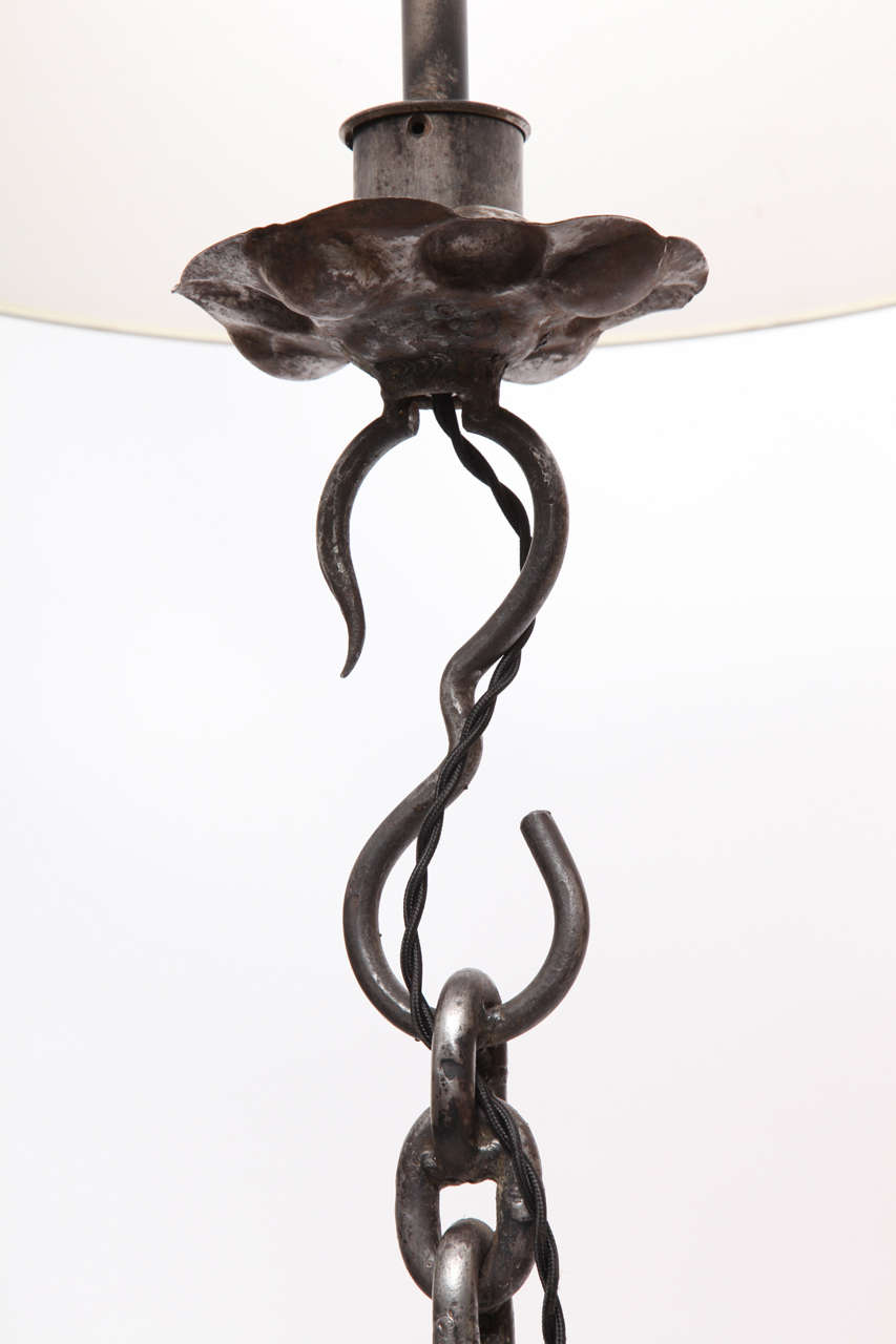  Floor Lamp Mid Century Modern Sculptural hand wrought iron 1940's For Sale 3
