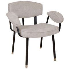 Upholstered Dining Armchair with Black Enameled Metal Frame 11