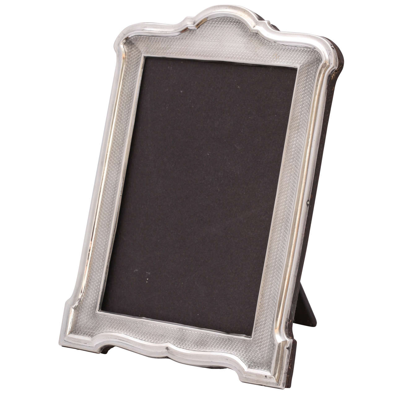 Art Deco Sterling Silver Engine-Turned, "Hump-Topped" Picture Frame