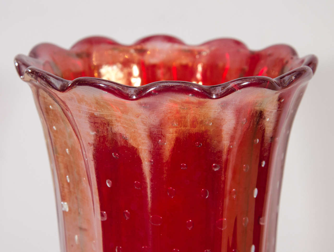 Art Deco Vintage Red Venetian Barovier Seguso Vase