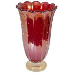 Vintage Red Venetian Barovier Seguso Vase