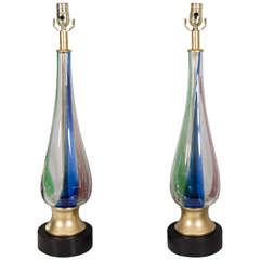 Pair of 1970s Murano Glass Lamps