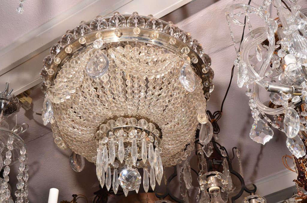 20th Century French Crystal Basket Chandelier