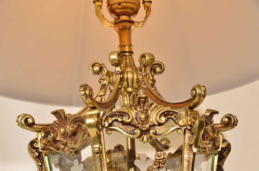 Pair Regency Style, cast bronze, marble & glass Table lamps For Sale 1