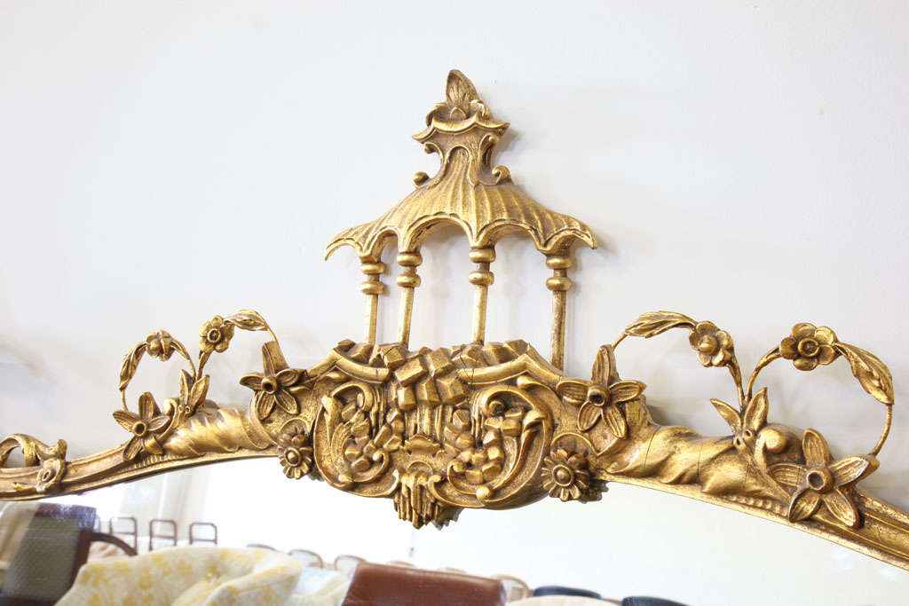 20th Century Pagoda and Swan Gold Mirror