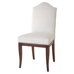 Leather Side Chair with Nailhead Detail by Maison Jansen