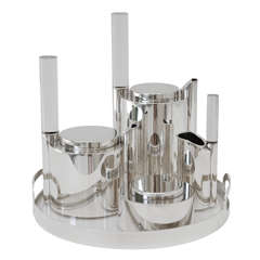 Art Moderne Silver Plate and Lucite Tea Set by Ravinet d'Enfert