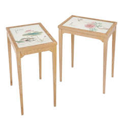Pair of Petite Cerused Oak Tables by William Haines