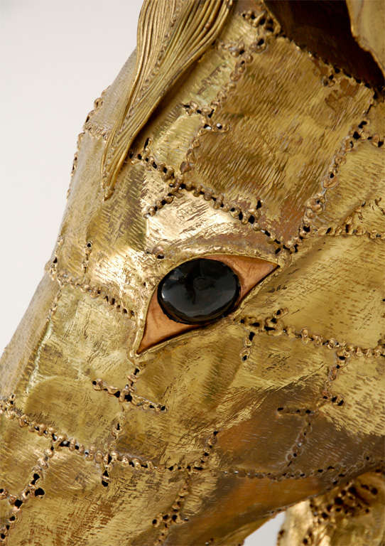 Pierced Brass Horse Head Sculpture