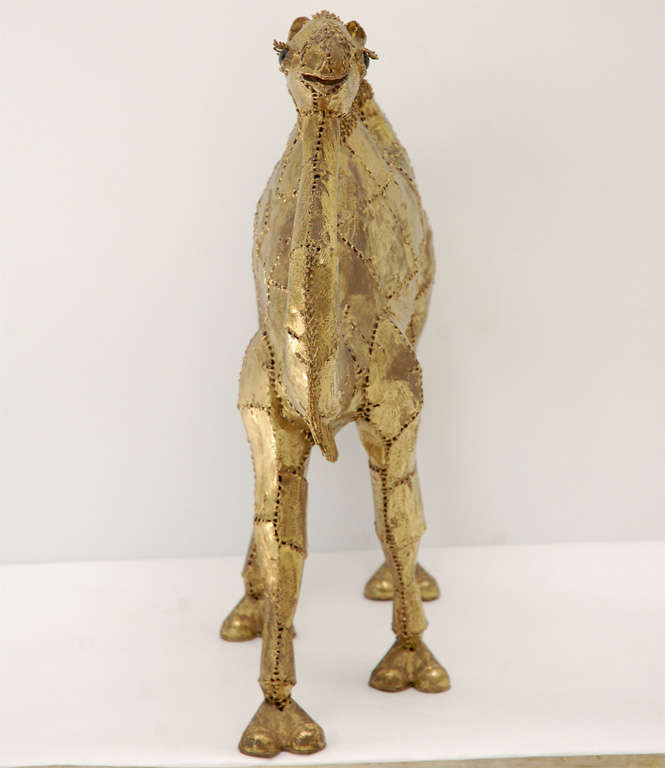 Mid-20th Century Pierced Brass Camel Sculpture