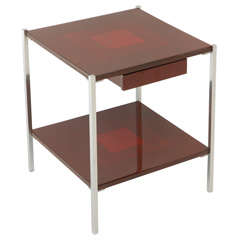 Red Lacquer Side Table by Maison Charles