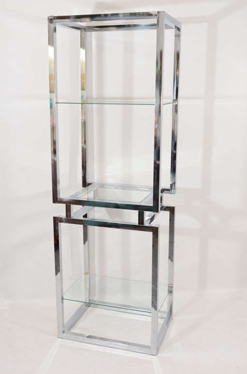 Nicely designed stacking chrome etagere. Please contact for location.