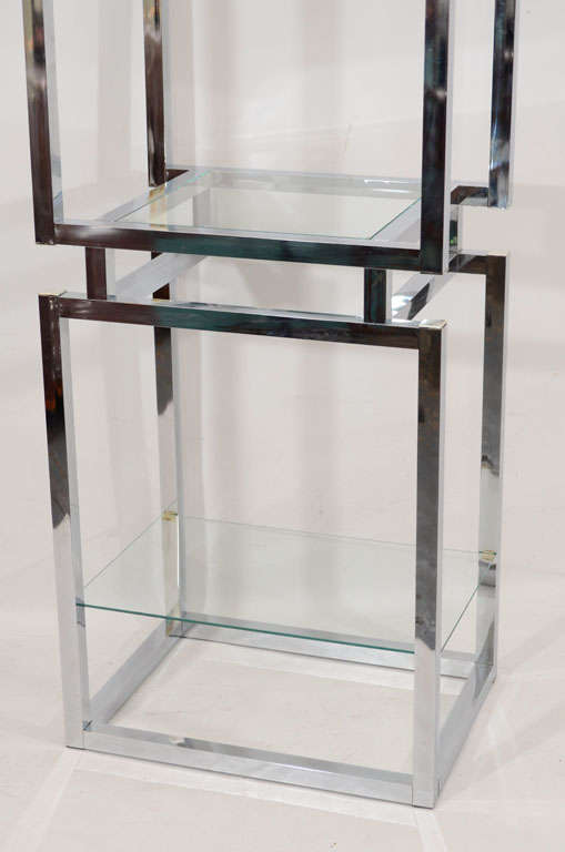 Mid-Century Modern Chrome and Glass Tower Etagere