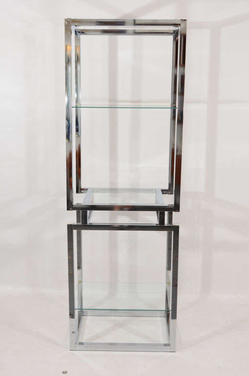 American Chrome and Glass Tower Etagere