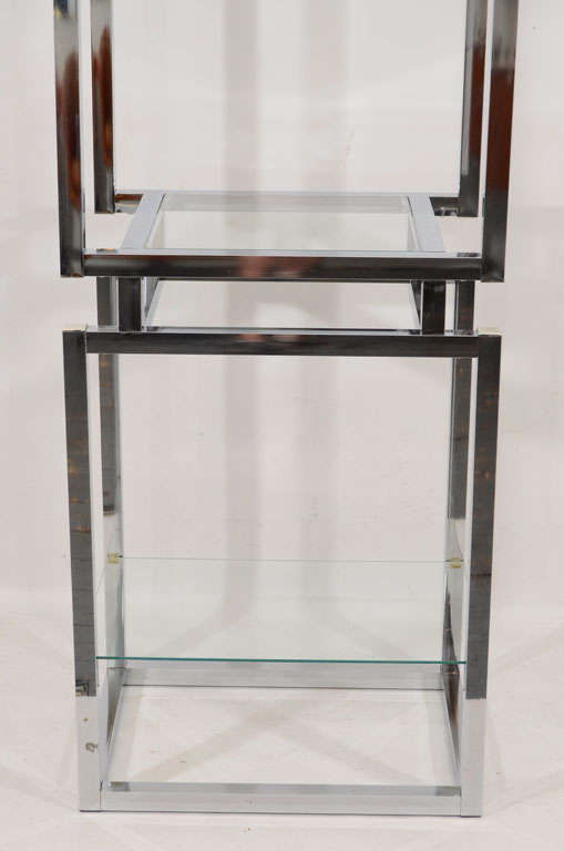 Chrome and Glass Tower Etagere In Good Condition In New York, NY