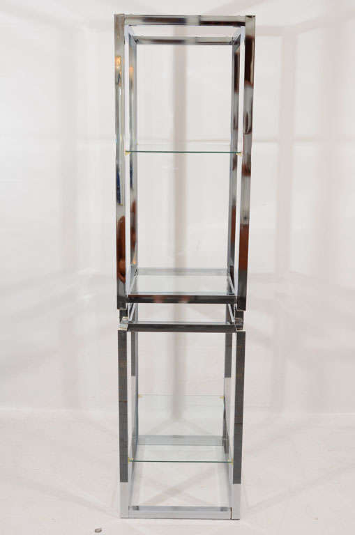 Chrome and Glass Tower Etagere 1