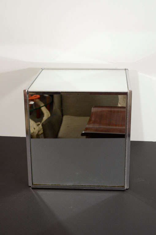Pair of Mirrored Cube Occasional Tables 1