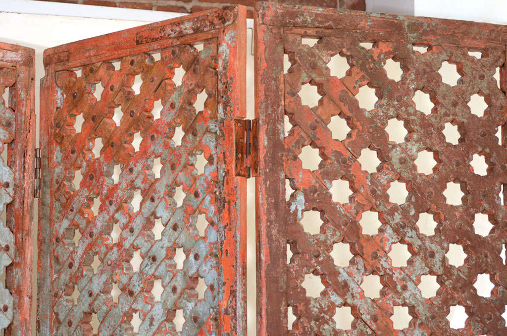 19th Century Teak 'Jali-work' Folding Screen Doors