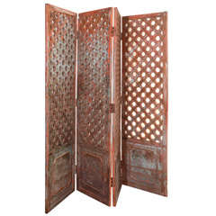 Antique Teak 'Jali-work' Folding Screen Doors