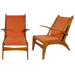 1950s Pair of Oak Armchairs