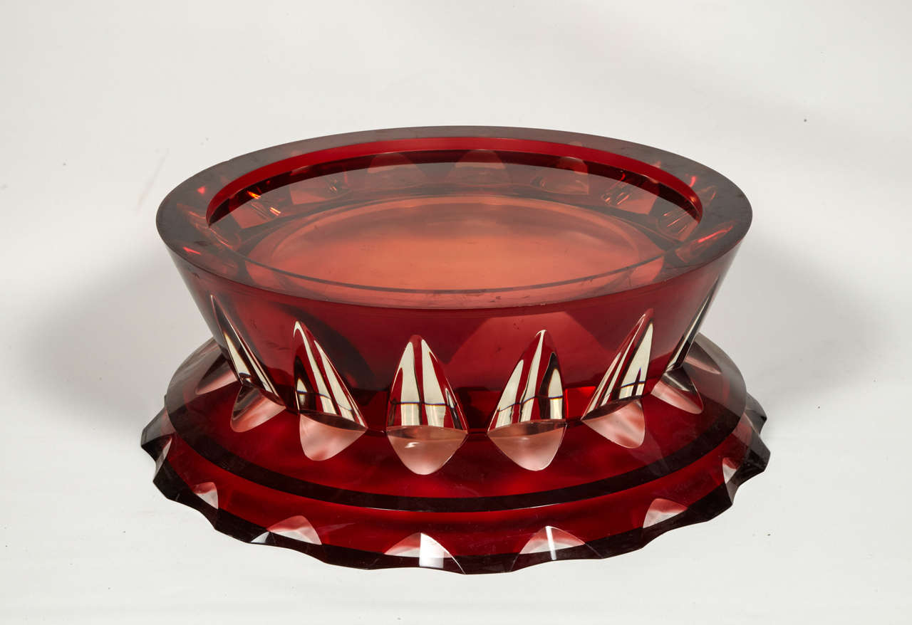 1990s Side Table in Red Plexiglass