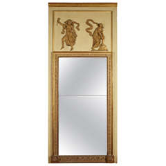 Antique 19th Gold and Cream Lacquered Wood Mirror