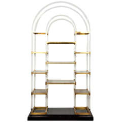20th Plexiglass and Gold Brass Shelf