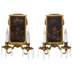 Antique 1880th Pair Wall Sconces in Bronze