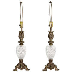 Cut Crystal Lamps with Ormolu Mounts