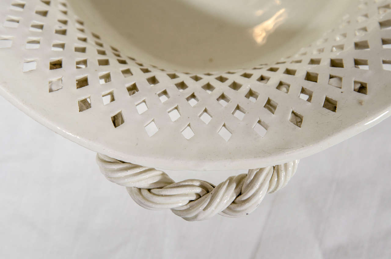 An 18th Century Pierced Creamware Pottery Basket and Stand 1