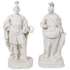 A Pair of Large Creamware Roman Soldiers
