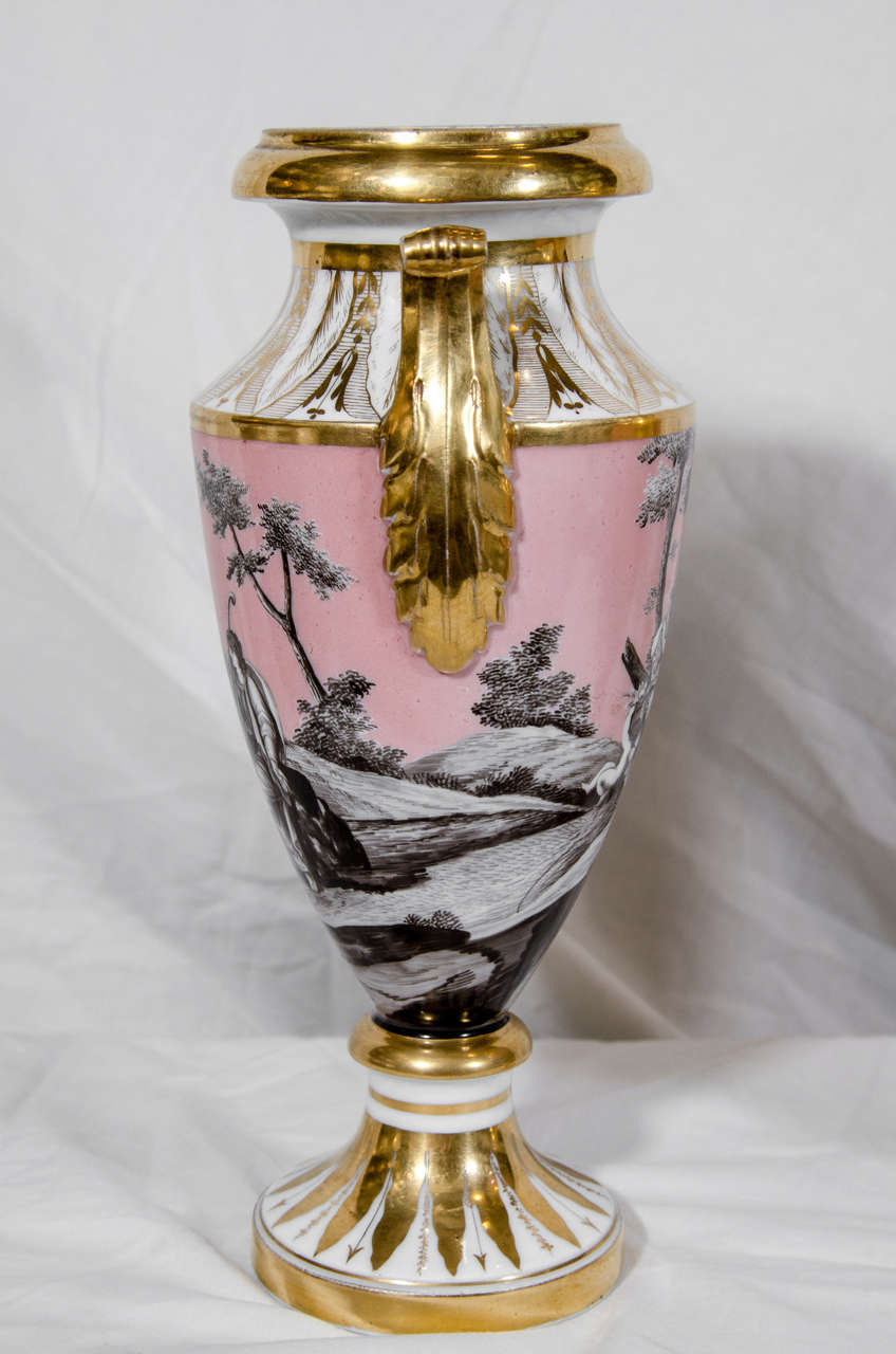 Pair Antique French Vases with Romantic Neoclassical Scenes 1