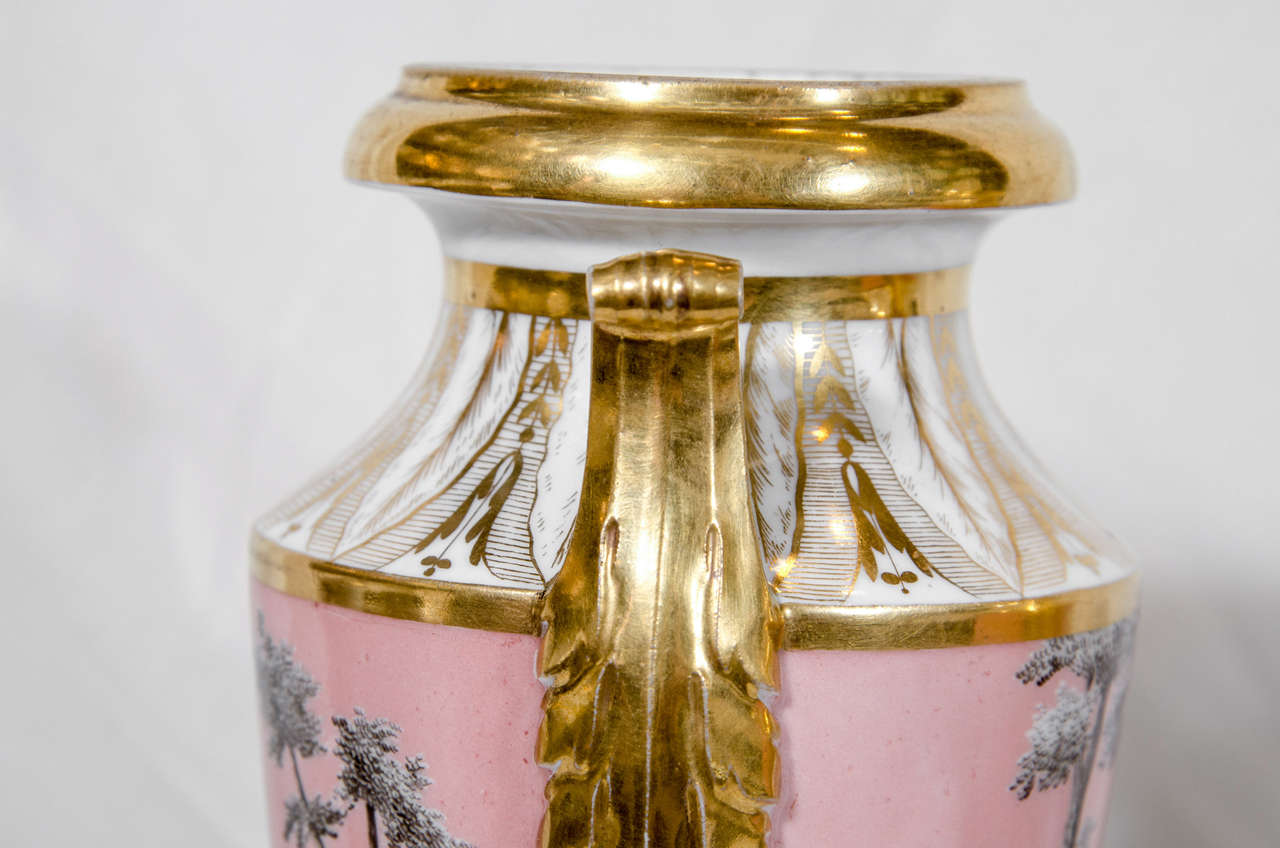 Pair Antique French Vases with Romantic Neoclassical Scenes 2