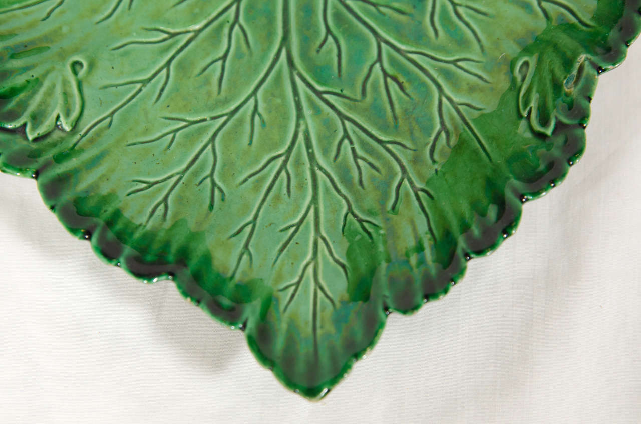 English An 18th Century Green Glazed Creamware Leaf