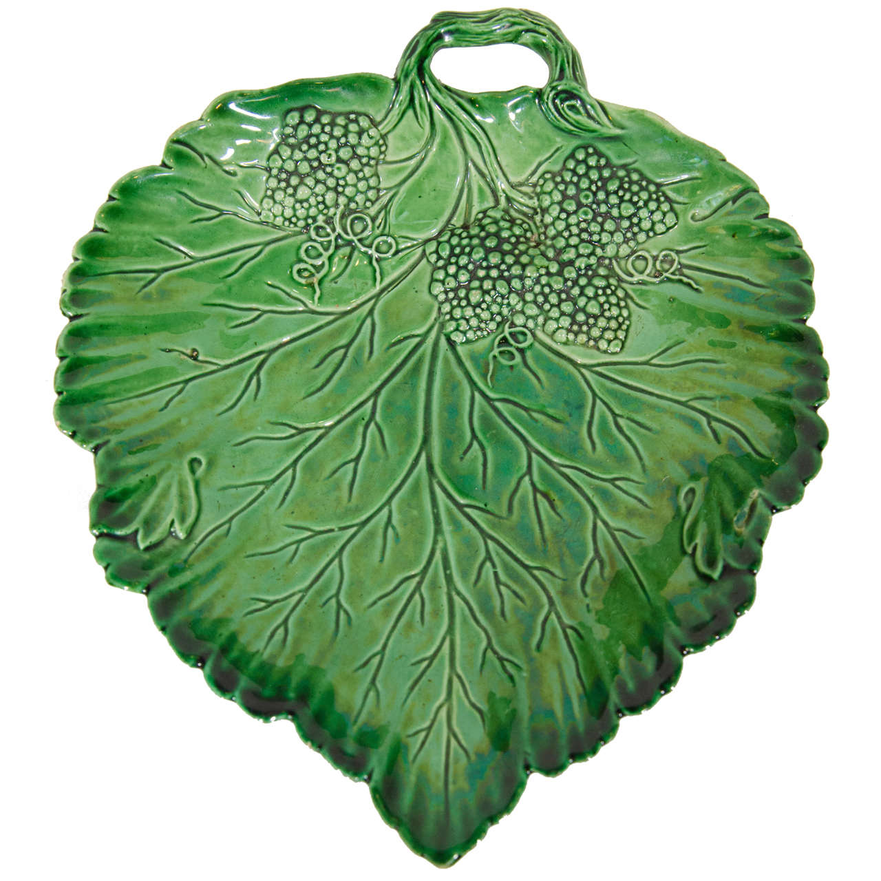 An 18th Century Green Glazed Creamware Leaf