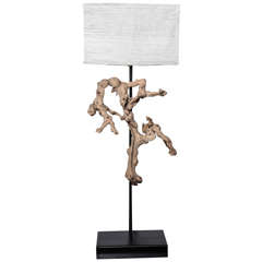 Birch Wood Sculptural Table Lamp