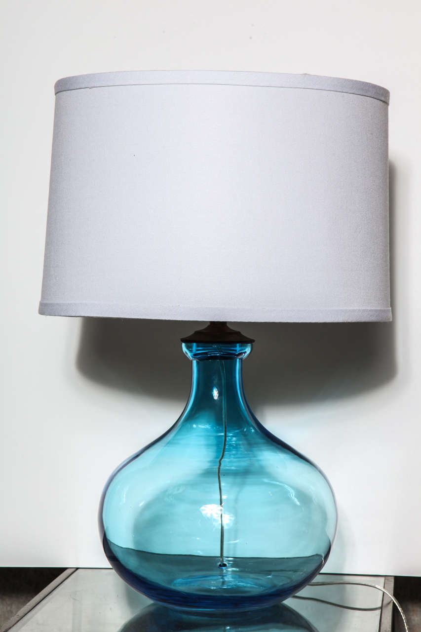 Pair of Iris Blue Table Lamps
