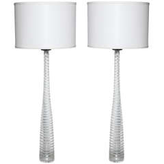 Pair Of Tall Etched Murano