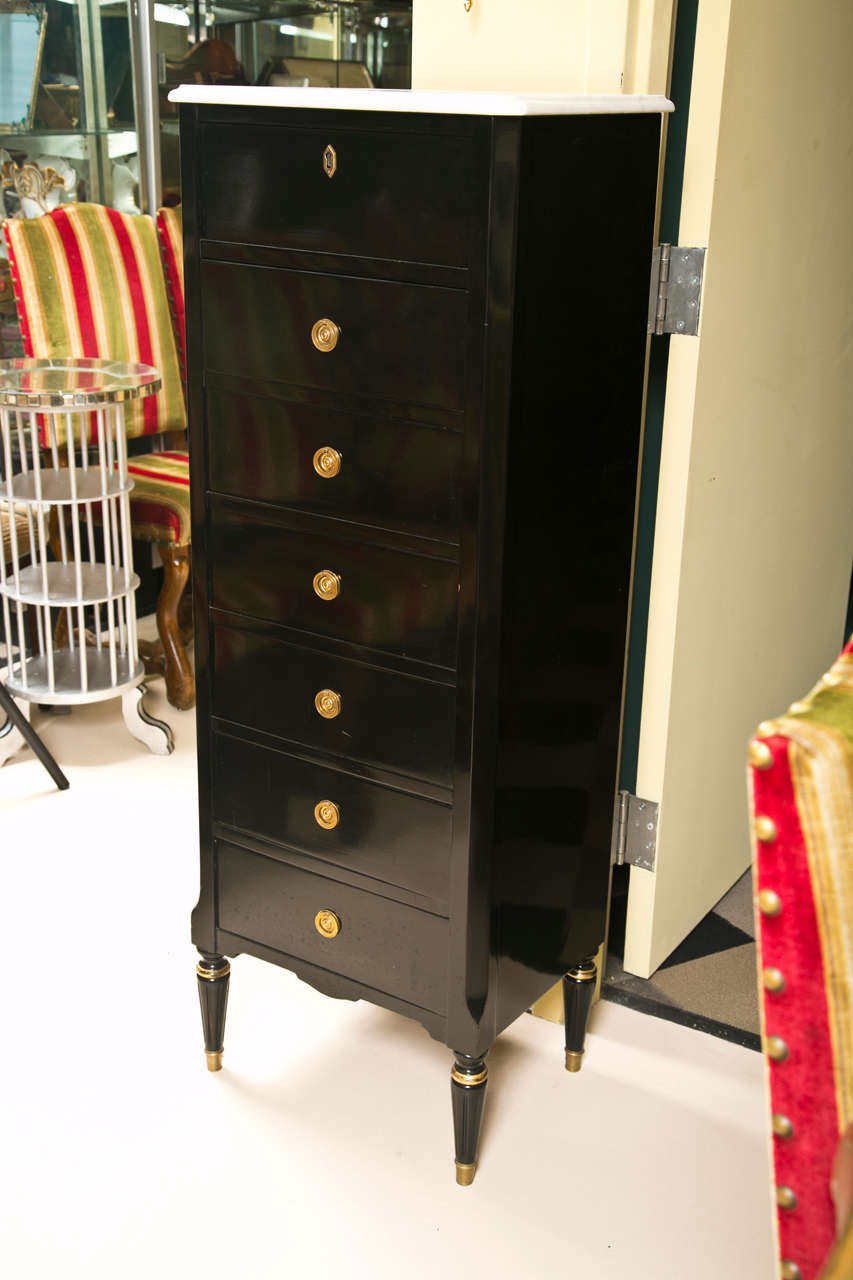 Black Lacquer Semainier In Style of Maison Jansen