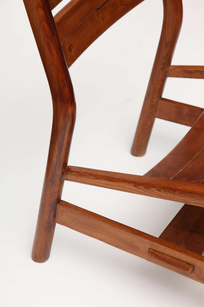 Oak Pierre Gautier-Delaye, Pair of oak lounge chairs, France, c. 1950