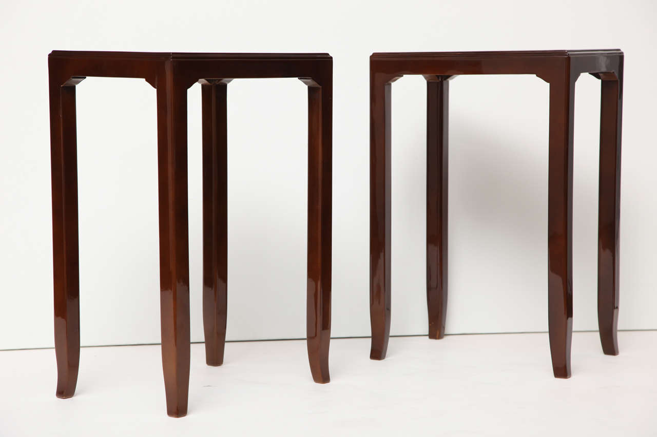 French Maison Leleu, Pair of Lacquered Side Tables, France, C. 1958 For Sale