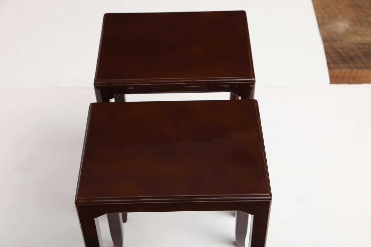 Maison Leleu, Pair of Lacquered Side Tables, France, C. 1958 In Good Condition For Sale In New York, NY