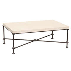 limestone table top Vintage Limestone Top Coffee Table with Metal Base